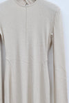 mame kurogouchi crew neck open back rib knit dress MM22SS JS026 beige
